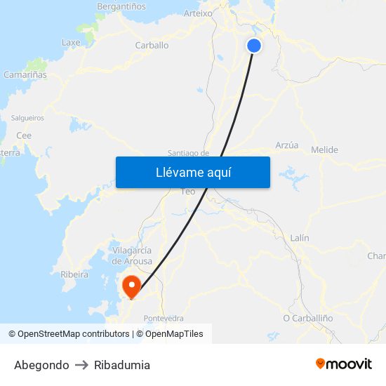 Abegondo to Ribadumia map