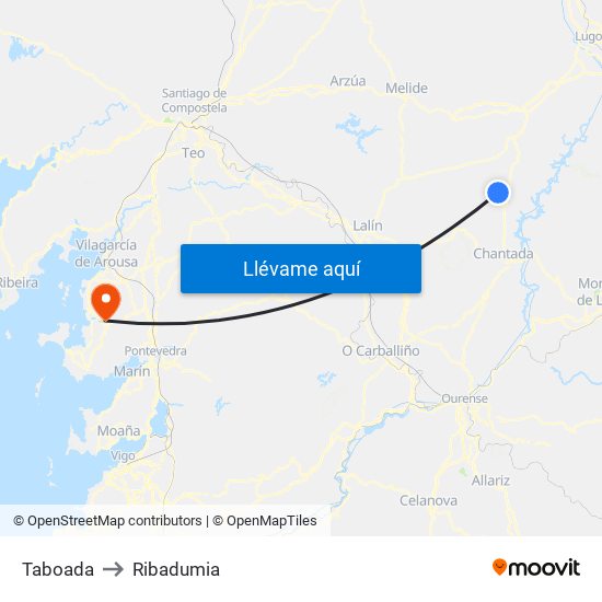 Taboada to Ribadumia map