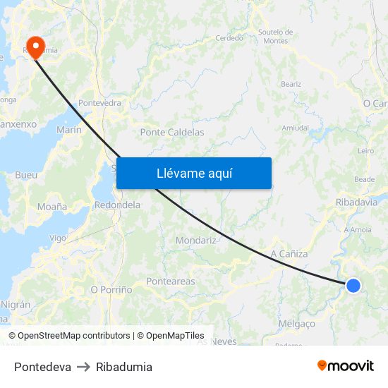 Pontedeva to Ribadumia map