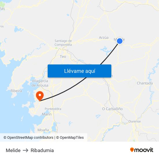 Melide to Ribadumia map