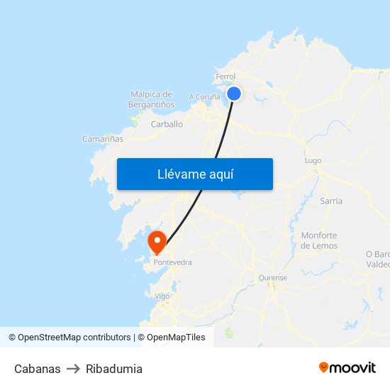 Cabanas to Ribadumia map