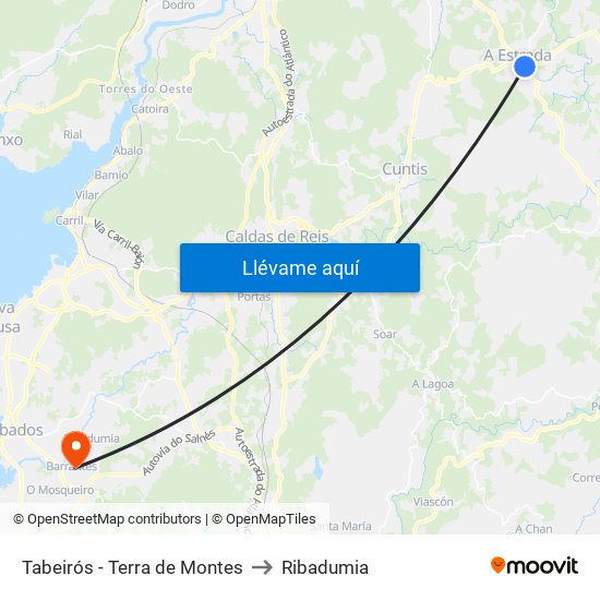 Tabeirós - Terra de Montes to Ribadumia map