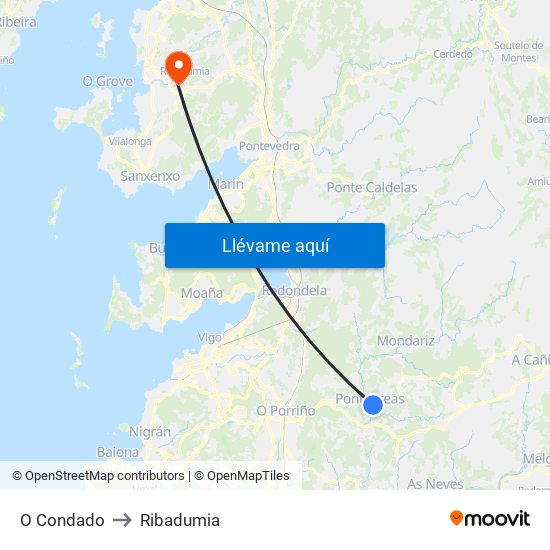 O Condado to Ribadumia map