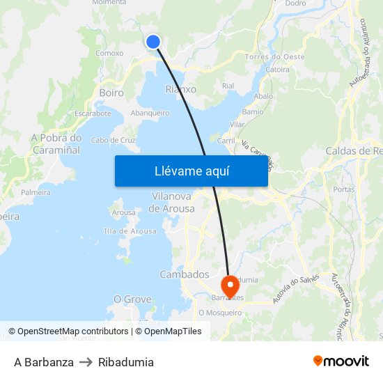 A Barbanza to Ribadumia map