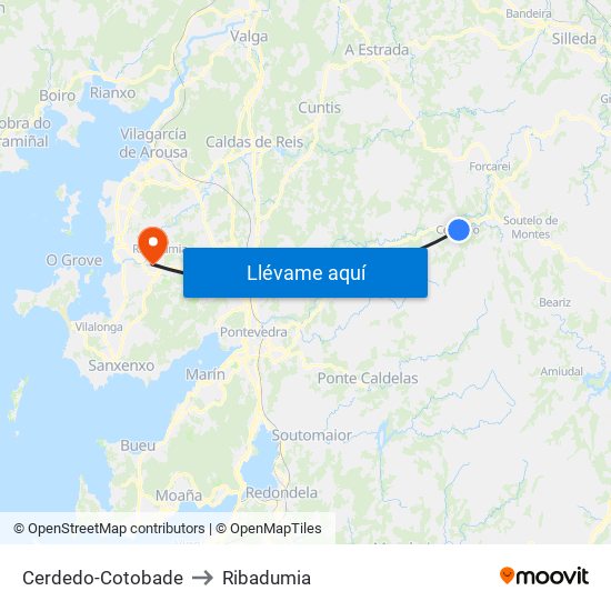Cerdedo-Cotobade to Ribadumia map