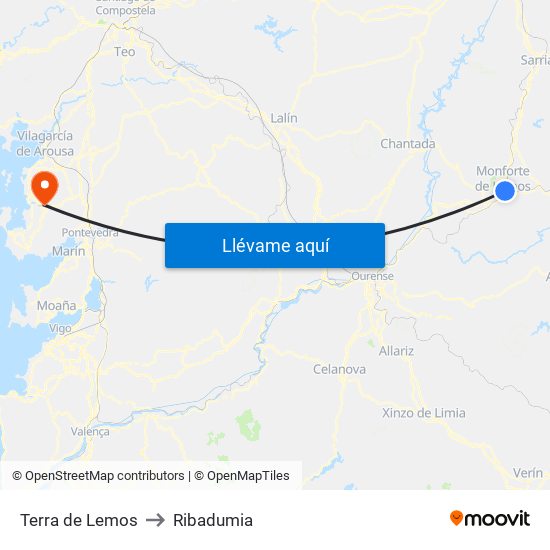 Terra de Lemos to Ribadumia map
