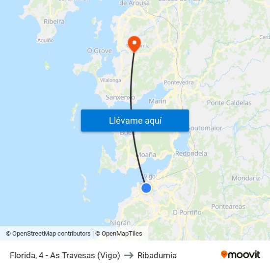 Florida, 4 - As Travesas (Vigo) to Ribadumia map