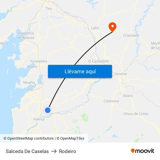 Salceda De Caselas to Rodeiro map