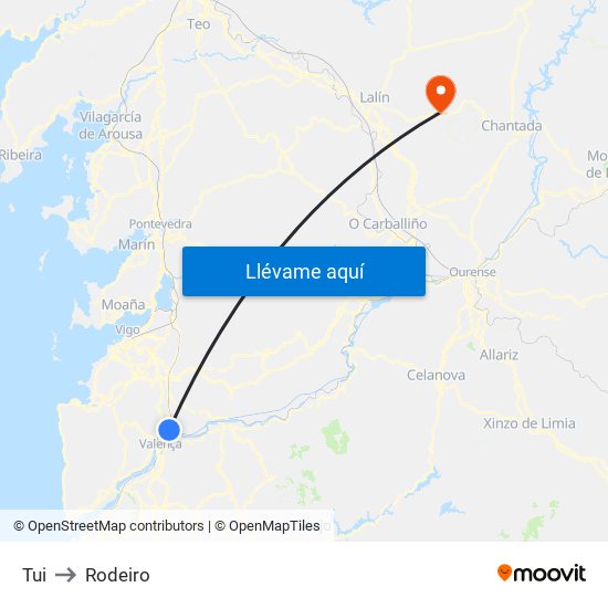 Tui to Rodeiro map