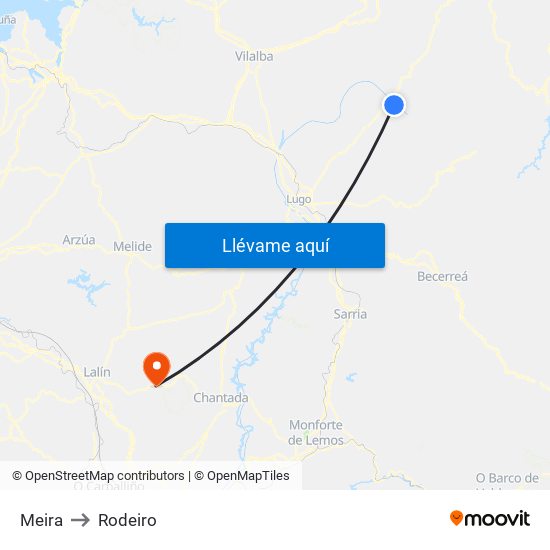 Meira to Rodeiro map