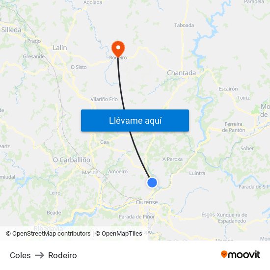 Coles to Rodeiro map