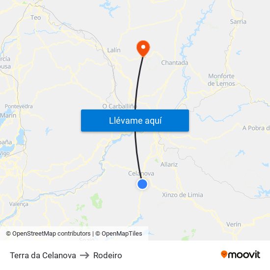 Terra da Celanova to Rodeiro map
