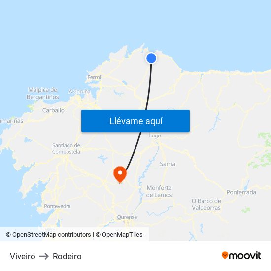 Viveiro to Rodeiro map