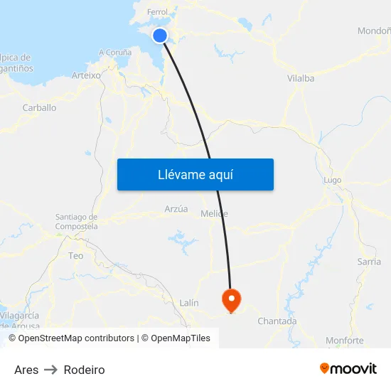 Ares to Rodeiro map