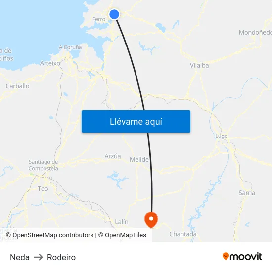 Neda to Rodeiro map