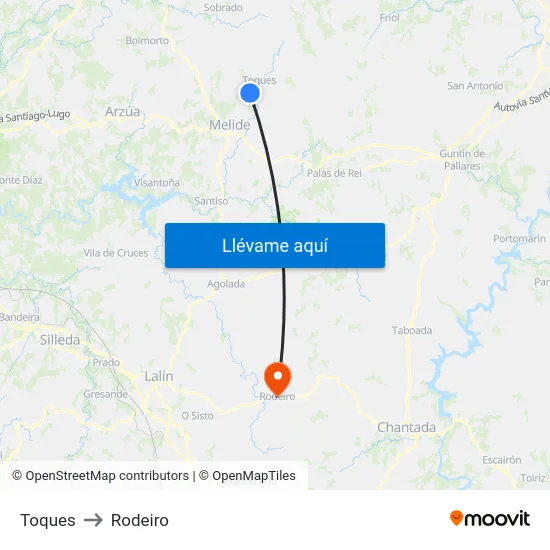 Toques to Rodeiro map