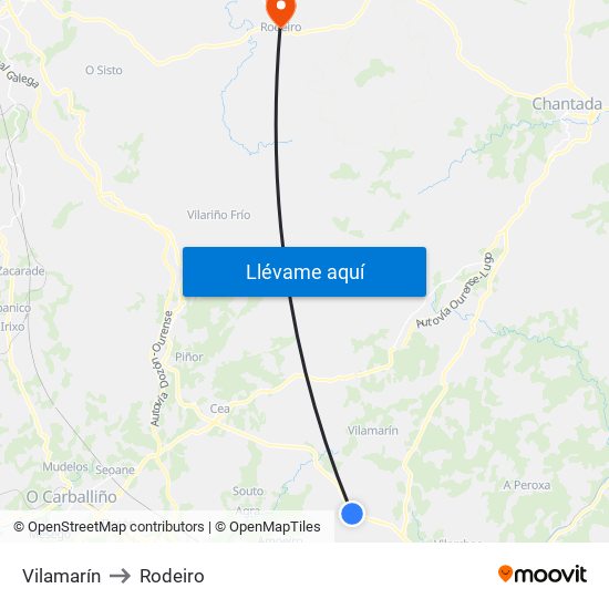 Vilamarín to Rodeiro map