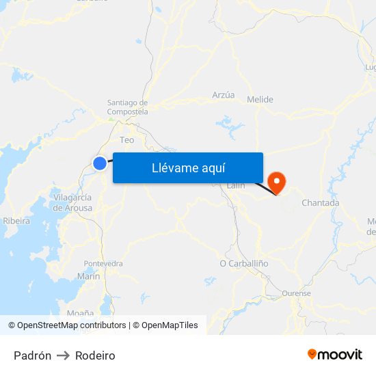 Padrón to Rodeiro map