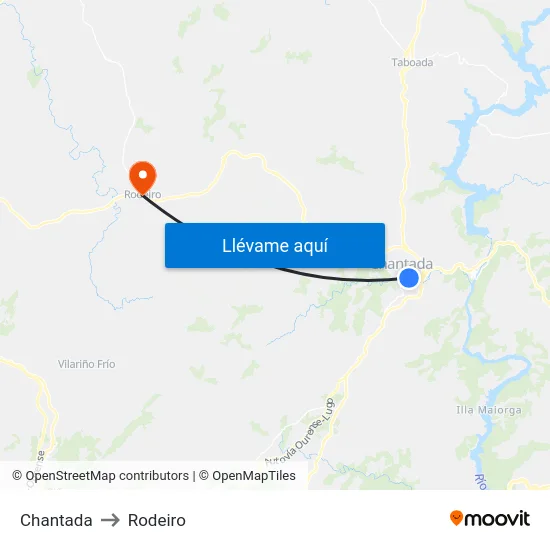 Chantada to Rodeiro map