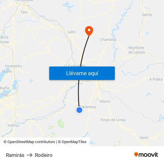 Ramirás to Rodeiro map