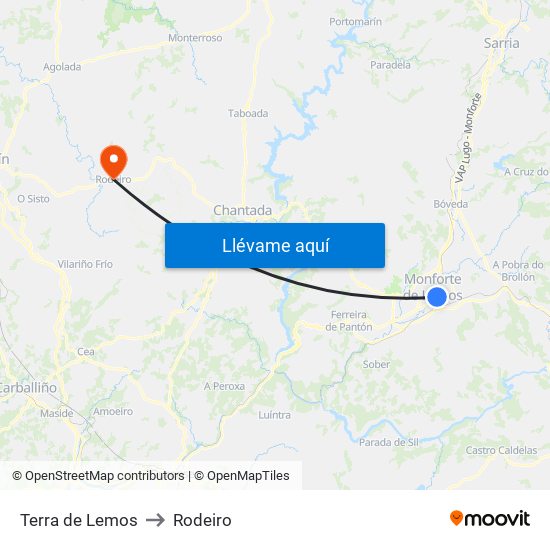 Terra de Lemos to Rodeiro map