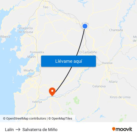 Lalín to Salvaterra de Miño map