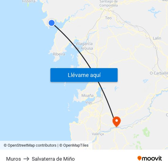 Muros to Salvaterra de Miño map