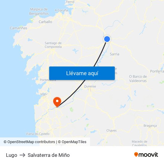 Lugo to Salvaterra de Miño map