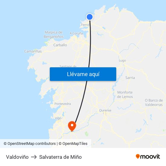 Valdoviño to Salvaterra de Miño map