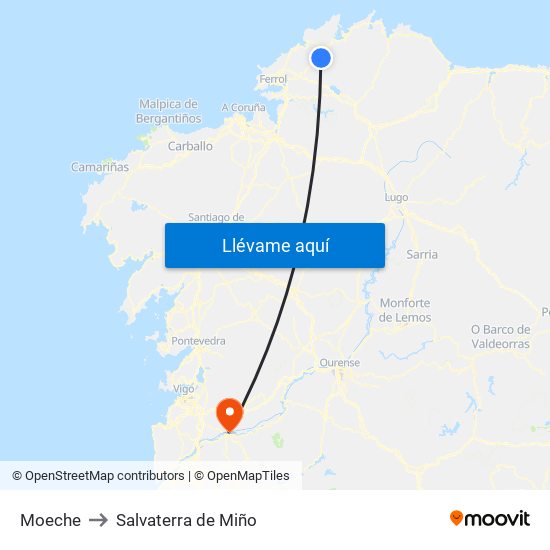 Moeche to Salvaterra de Miño map
