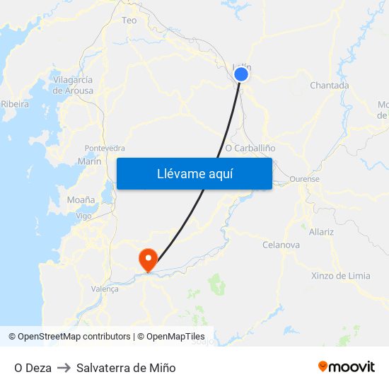 O Deza to Salvaterra de Miño map