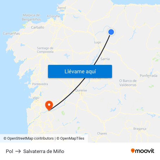 Pol to Salvaterra de Miño map