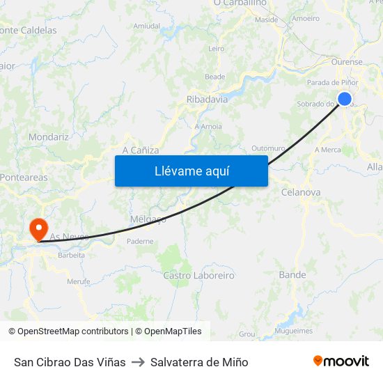 San Cibrao Das Viñas to Salvaterra de Miño map