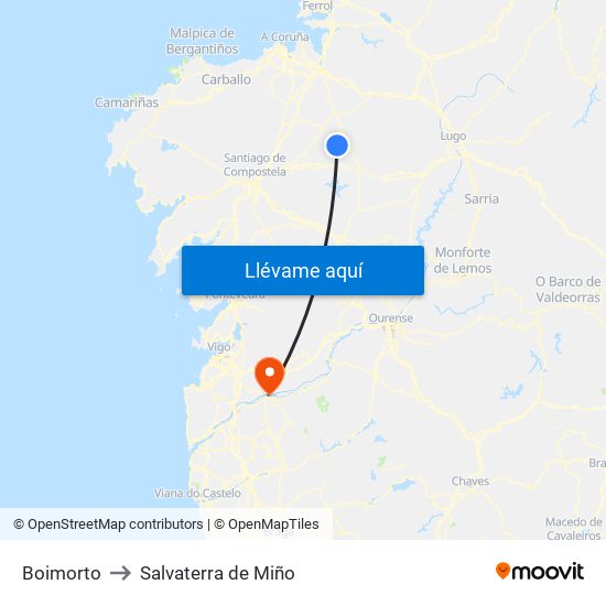 Boimorto to Salvaterra de Miño map