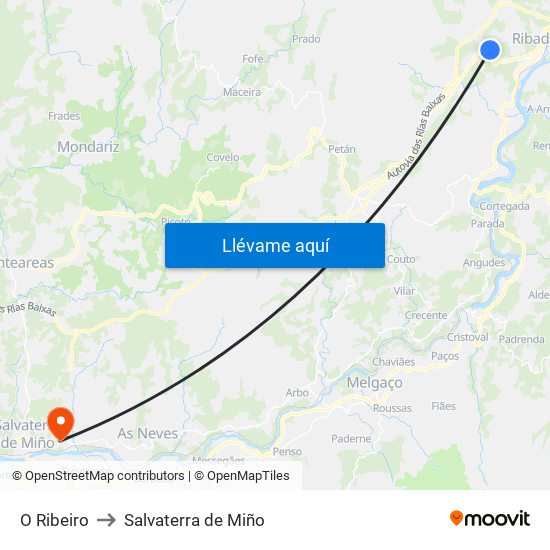 O Ribeiro to Salvaterra de Miño map