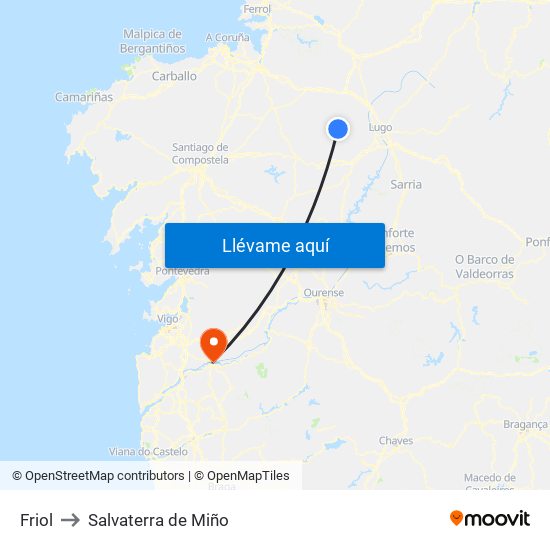 Friol to Salvaterra de Miño map