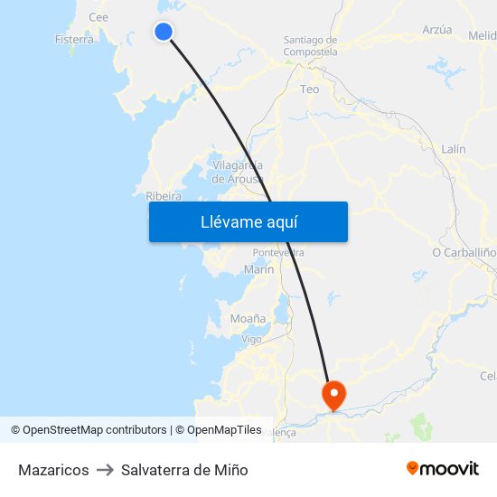 Mazaricos to Salvaterra de Miño map