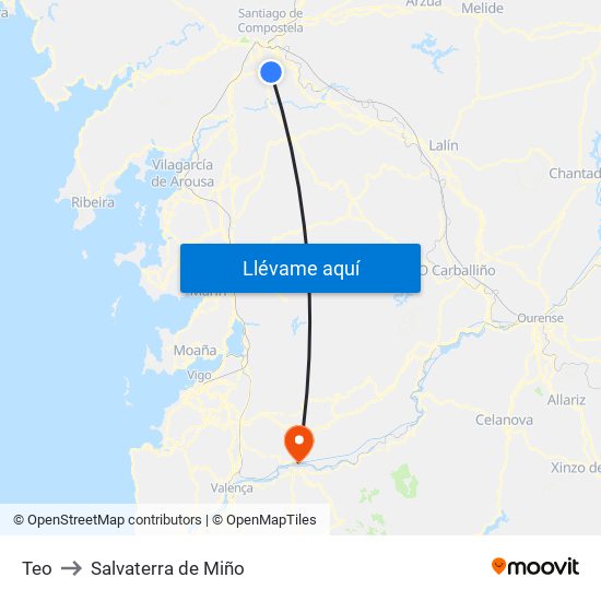 Teo to Salvaterra de Miño map