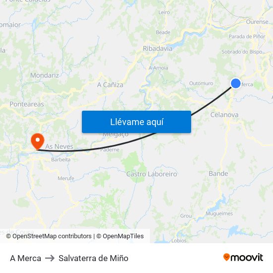 A Merca to Salvaterra de Miño map