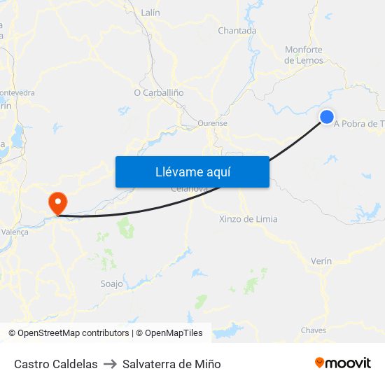 Castro Caldelas to Salvaterra de Miño map