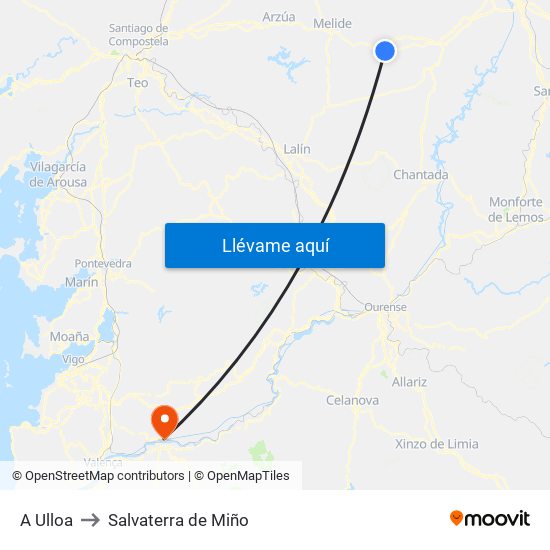 A Ulloa to Salvaterra de Miño map