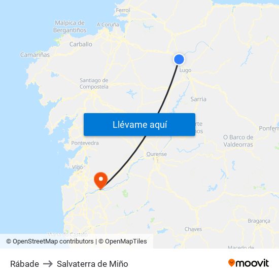 Rábade to Salvaterra de Miño map