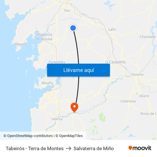 Tabeirós - Terra de Montes to Salvaterra de Miño map