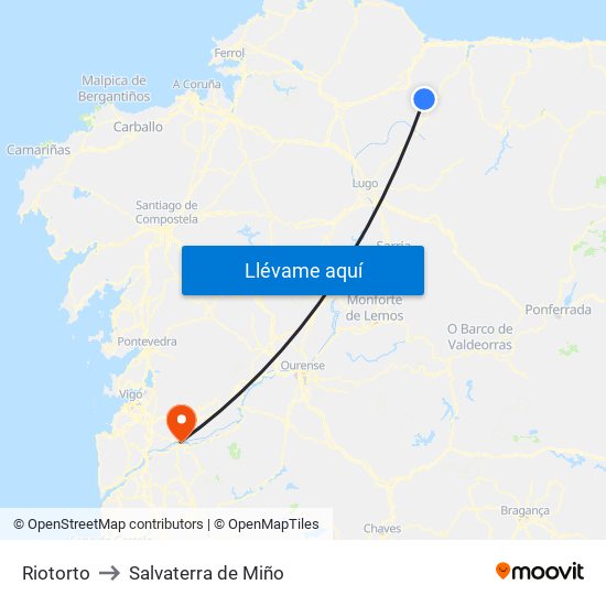 Riotorto to Salvaterra de Miño map