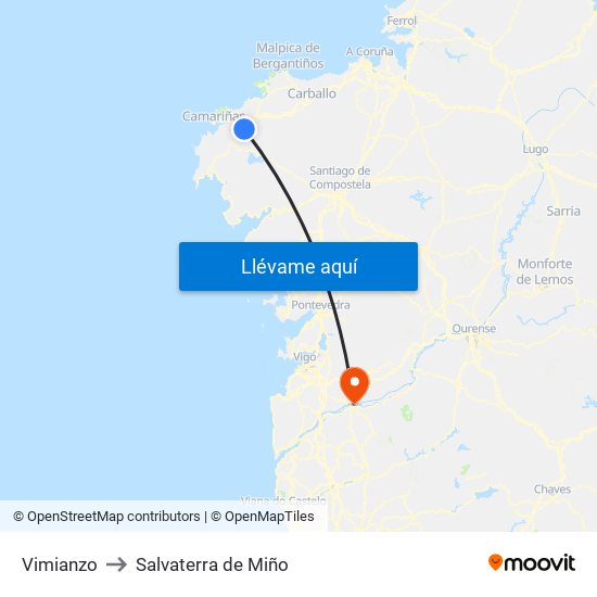 Vimianzo to Salvaterra de Miño map