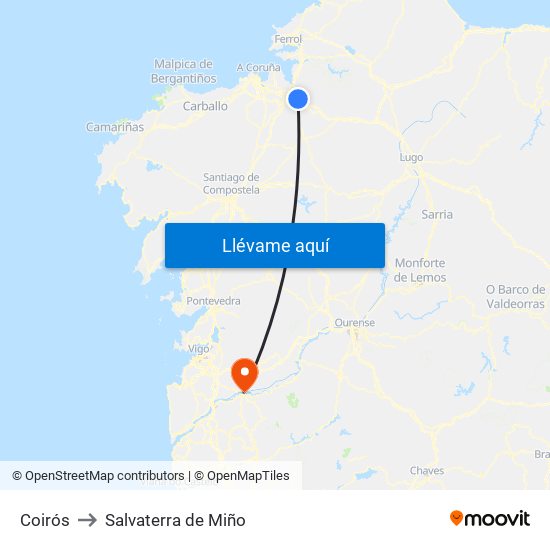 Coirós to Salvaterra de Miño map