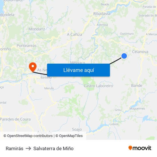 Ramirás to Salvaterra de Miño map