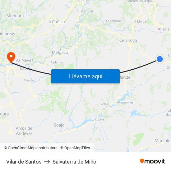 Vilar de Santos to Salvaterra de Miño map