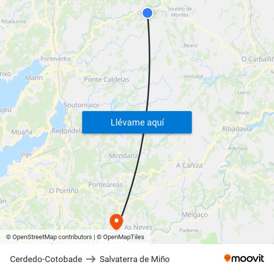 Cerdedo-Cotobade to Salvaterra de Miño map