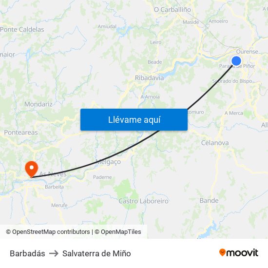 Barbadás to Salvaterra de Miño map